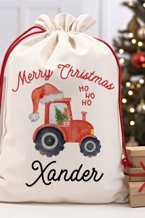 Red Tractor Santa Sacks