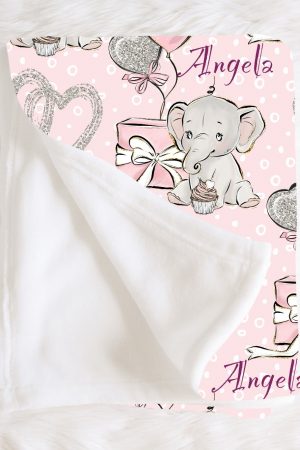 Kids Personalized Elephant Throw Blanket for kids
