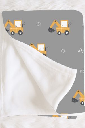 Kids Personalised Yellow Trucks Throw Blanket