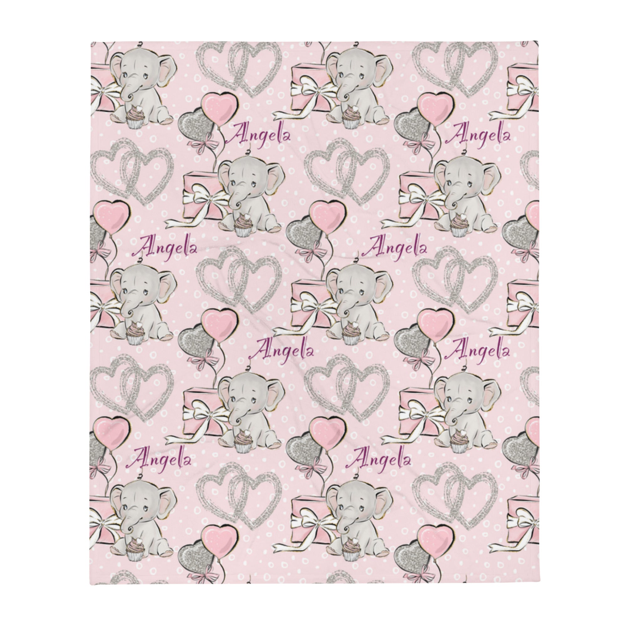 Kids Personalized Elephant Throw Blanket for kids - Image 2