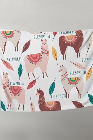 Llama personalised throw blanket